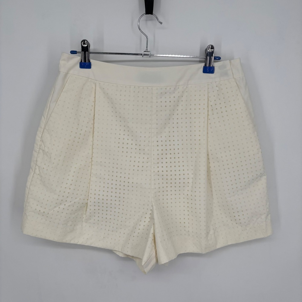 Kate Spade New York Saturday High-Rise Eyelet Shorts Pockets Ivory Size 6 NWT